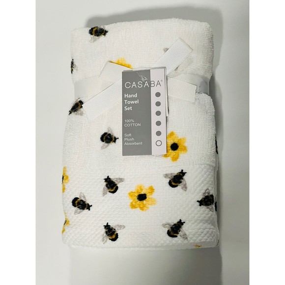 Casaba Bath Casaba 2 Pc Set Bumble Bee Sunflowers Cotton Bath Hand